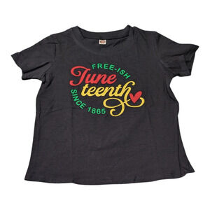 Kids Black Tee - Size 120 Fits 6-7 Years - Celebrate Juneteenth - Free-ish